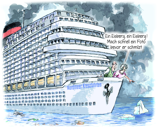 Cartoon: Nordlmeer Kreuzfahrten (medium) by Ritter-Cartoons tagged kreuzfahrtschiffe,dreckschleudern,klimawandel,kreuzfahrtschiffe,dreckschleudern,klimawandel