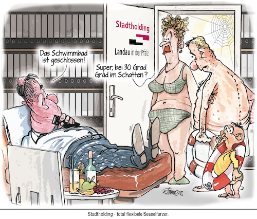 Cartoon: Schwimmbad Landau Pfalz (medium) by Ritter-Cartoons tagged bürokratie