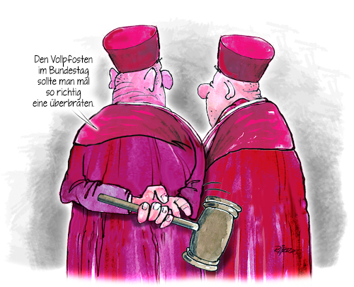 Cartoon: Vollpfosten (medium) by Ritter-Cartoons tagged spd,cdu,richterwahl,spd,cdu,richterwahl