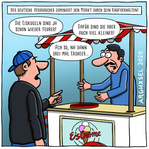 Cartoon: Eiskugeln werden immer kleiner (medium) by Arghxsel tagged eis,eiskugel,eiscreme,eisverkäufer,klein,teuer