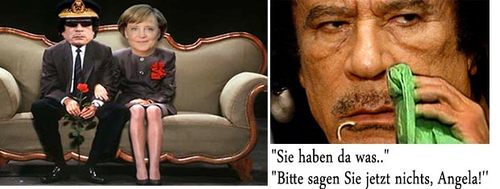 Cartoon: Bitte sagen Sie jetzt nichts.. (medium) by bong-zeitung tagged gaddafi,merkel,loriot,nudel