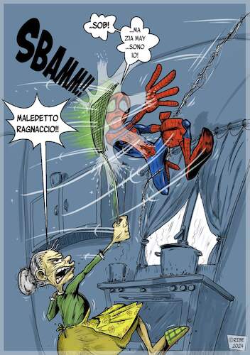Cartoon: UomoRagno e zia May (medium) by Lamberto tagged uomoragno