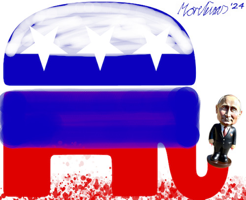 Cartoon: Der Elefantenflüsterer (medium) by MorituruS tagged gop,logo,elefant,elephant,grand,old,party,republicans,republikaner,lincoln,roosevelt,nixon,reagan,trump,wahlsieger,wladimir,putin,ww3,trollfrabrik,einflussnahme,russland,wahlbeeinflussung,trolle,fancy,bear,cozy,diktatur,demokratur,rechtspopulismus,väterchen,frost,blut,karikatur,cartoon,moriturus