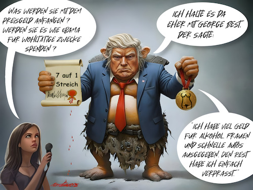 Cartoon: Der Wohltäter - 7 auf 1 Streich! (medium) by MorituruS tagged us,präsident,donald,trump,usa,spenden,wohltäzigkeit,arack,obama,million,euro,dollar,frieden,abkommen,friedennobelpreis,washington,oslo,einigung,israel,hamas,waffenruhe,gazastreifen,deal,the,art,of,plattform,truth,social,konservative,influencer,friedensnobelpreis,verdient,gaza,weißes,haus,außenminister,marco,rubio,isaac,herzog,benjamin,bibi,netanyahu,geiseln,friedensplan,sieben,kriege,beendet,ukraine,russland,wladimir,putin,wolodymyr,selenskyj,cartoon,karikatur,moriturus