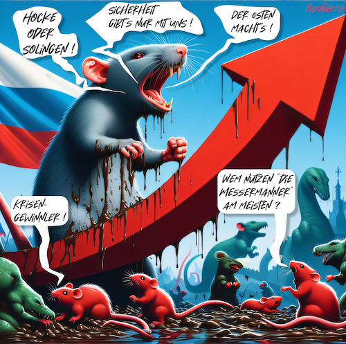 Cartoon: Höcke oder Solingen? (medium) by MorituruS tagged afd,tiktok,junge,menschen,strategie,reichweite,soziale,medien,social,media,plattform,rattenfaenger,solingen,attentat,messer,is,mord,wahl,thüringen,aufwind,cartoon,karikatur,morituruscartoon,moriturus