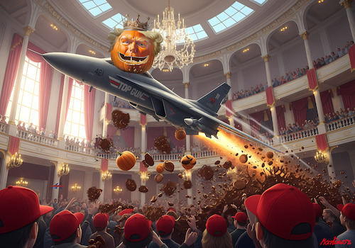 Trumpkin (medium) Cartoon: Trumpkin (medium) by MorituruS tagged us,präsident,donald,trump,fäkalien,kot,shit,usa,demonstranten,könig,ki,video,truth,social,faschismus,royal,humour,no,kings,städte,kenny,loggins,danger,nationalgarde,militär,autokratie,diktator,zone,halloweencartoon,karikatur,moriturus