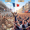 Cartoon: Französische Siege (small) by MorituruS tagged frankreich,stichwahl,wahlsieger,linksbündnis,regierungsbildung,rn,parlament,nationalversammlung,rechtsextrem,rassemblement,national,tag,der,befreiung,faschismus,nazis,1945,2024,cartoon,karikatur,moriturus