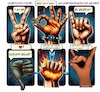 Cartoon: Kleiner Handzeichenguide (small) by MorituruS tagged fußball,uefa,türkische,abwehrspieler,merih,demiral,gesperrt,fanmarsch,türkisch,sport,politik,handzeichen,gruß,wolfsgruß,türkei,nationalismus,antidemokratisch,geste,cartoon,karikatur,moriturus