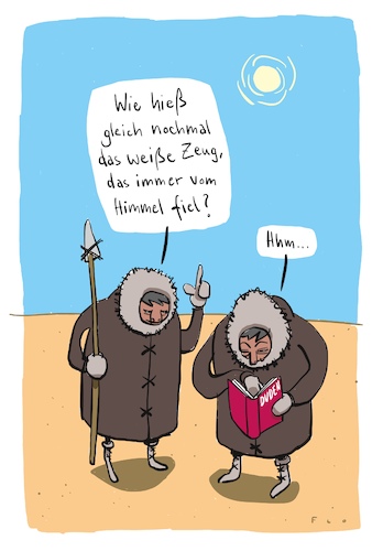 Cartoon: Ohne 16 Worte (medium) by Floffiziell tagged schnee,wüste,duden,wörterbuch,arktis,antarktis