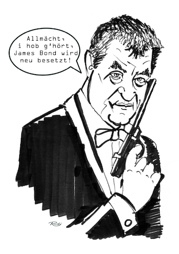 Cartoon: Der James Bond aus Nürnberg (medium) by Rudissketchbook tagged söder,bayern,james,bond,realitätsverlust