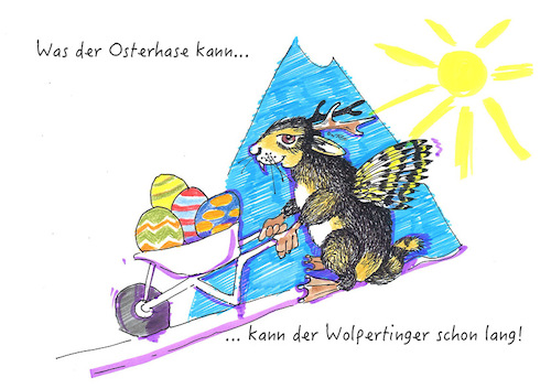 Cartoon: Osterwolpertinger (medium) by Rudissketchbook tagged ostern,osterhase,wolpertinger,bayern,sagentier