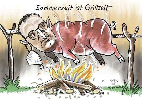 Cartoon: Sommerzeit ... (medium) by Rudissketchbook tagged jens,spahn,masken,corona,milliarden