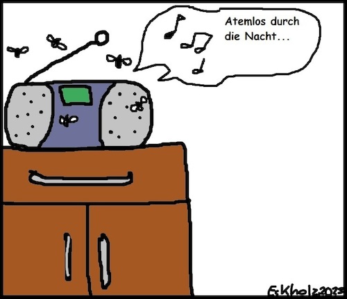 Cartoon: Atemlos durch die Nacht... (medium) by Sven1978 tagged helene,schlager,musik,fliegen,scheisse