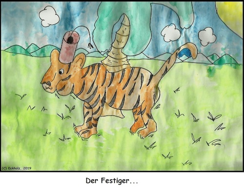 Cartoon: Der Festiger... (medium) by Sven1978 tagged fes,tiger,festiger,wortspiel