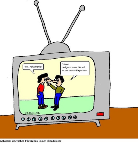 Cartoon: Deutsches Fernsehen... (medium) by Sven1978 tagged fernsehen,niveauslosigkeit,sittenverfall,amoral,rundfunk,tv,fernsehkultur,medien,freizeit,gesellschaft