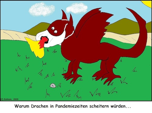Cartoon: Drachen in der Pandemie... (medium) by Sven1978 tagged drachen,pandemie,feuer,maske,verbrennen,evolution