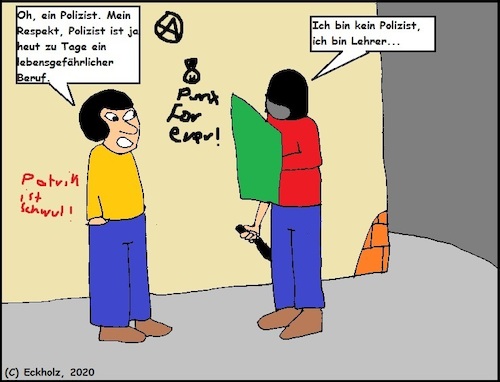 Cartoon: Ein lebensgefährlicher Beruf... (medium) by Sven1978 tagged lehrer,gefahr,lebensgefahr,erzieher,pädagoge,gesellschaft,verrohung