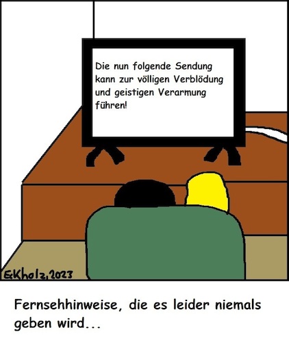 Cartoon: Fernsehhinweis... (medium) by Sven1978 tagged fernsehhinweis,tv,verfall,sittenverfall,verblödung,gesellschaft,mann,frau,ehe,hinweis,warnung