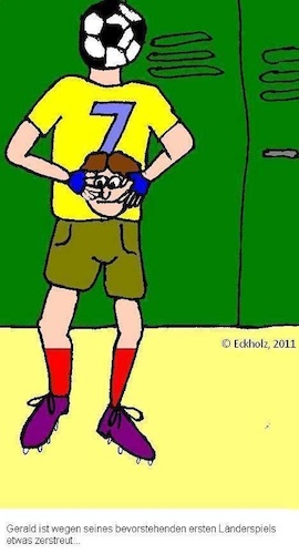 Cartoon: Geralds erstes Länderspiel... (medium) by Sven1978 tagged gerald,länderspiel,sport,fussball,ballsport,ballspiel,durcheinander,mann