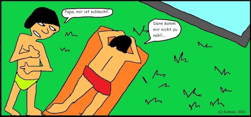 Cartoon: Mir ist schlecht... (medium) by Sven1978 tagged freibad,vater,sohn,übelkeit,gesundheit