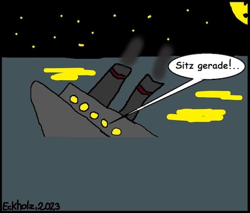 Cartoon: Sitz gerade... (medium) by Sven1978 tagged sitzen,schiffsuntergang,see,meer,ozean