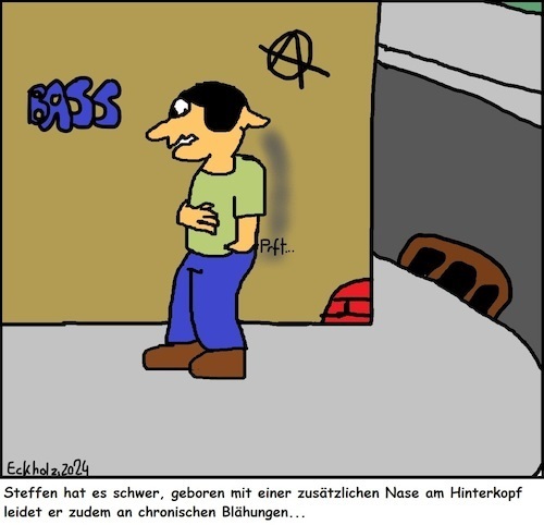 Cartoon: Steffen... (medium) by Sven1978 tagged steffen,blähungen,missbildung,mann,krankheit,gesundheit