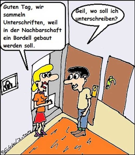 Cartoon: Unterschriftenaktion... (medium) by Sven1978 tagged unterschriftenaktion,gesellschaft,mann,frau,bordell,nachbarschaft