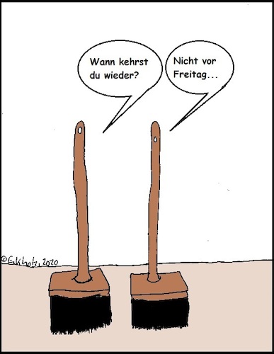 Cartoon: Wann kehrst du wieder? (medium) by Sven1978 tagged besen,kehren,sprochwort,redensart,sprache