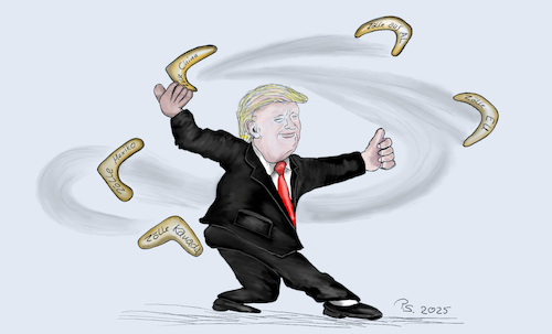 Cartoon: Der Zollversteher (medium) by SchmidtFineArt tagged trump,zoll,zölle,wirtschaft,usa,demokratie,regierung,politik,gesellschaft,karikatur,präsident,cartoon,art,kunst,krise,politiker,zeichnung,zeichnungen,humor,illustration,comic,donald,geld