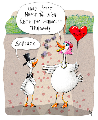 Cartoon: Ohne Worte (medium) by Rebecca-Meyer tagged über,schwelle,tragen,hochzeit,heiraten,frisch,vermählt,liebe,paar,gänse,just,married,ungleiches,dich,dünn,mann,frau,beziehung,gemeinsame,wohnung,zusammenleben,glücklich,zweifel,über,schwelle,tragen,hochzeit,heiraten,frisch,vermählt,liebe,paar,gänse,just,married,ungleiches,dich,dünn,mann,frau,beziehung,gemeinsame,wohnung,zusammenleben,glücklich,zweifel