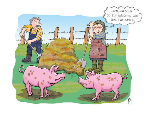 Cartoon: Seufz.. (medium) by Rebecca-Meyer tagged bauer,bäuerin,landwirt,misthaufen,schweine,rosa,träumen,mistgabel,wechseljahre,klimakrise,mann,frau,hormone,hitzewallungen,einmal,prinzessin,sein,bauer,bäuerin,landwirt,misthaufen,schweine,rosa,träumen,mistgabel,wechseljahre,klimakrise,mann,frau,hormone,hitzewallungen,einmal,prinzessin,sein