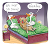 Cartoon: Migräne (small) by Rebecca-Meyer tagged migräne,bett,paar,gänse,hundimbett,ausrede,frau,mann,imbett,kopfschmerzen,weltkopfschmerztag,dialog,beziehung,paarimbett