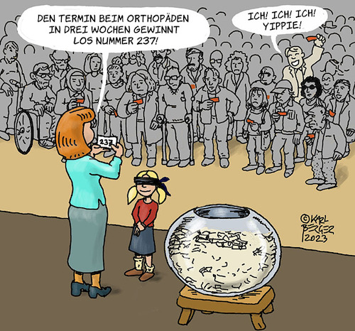 Cartoon: Arzttermin (medium) by Karl Berger tagged fachärzte,kassenpatienten,verlosung