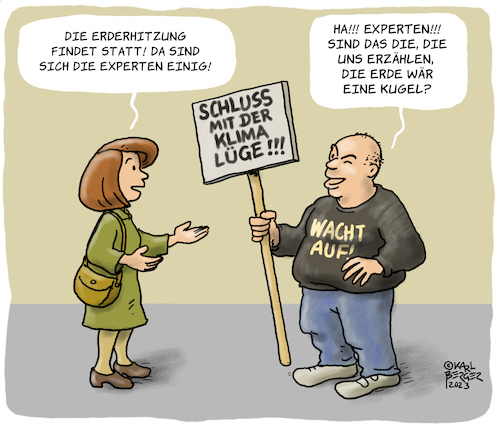 Cartoon: Experten? (medium) by Karl Berger tagged querdenker,verschwörung,fakenews,wissenschaftsfeindlichkeit