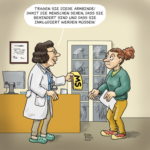 Cartoon: Inklusion (medium) by Karl Berger tagged inklusion,handicap,behinderung,unsichtbar,inklusion,handicap,behinderung,unsichtbar