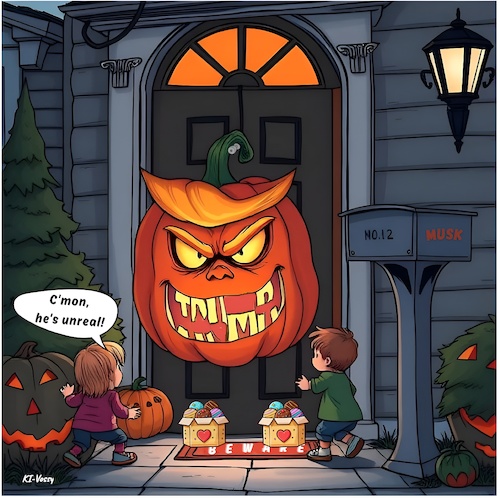 Elons Revenge (medium) Cartoon: Elons Revenge (medium) by A Human tagged elon,musk,tesla,potus,halloween,pumpkin,pumpkins,usa,america,american,republican,republicans,eve,dead,deads,celebrate,celebrations,celebration,sweet,sweets,elon,musk,tesla,potus,halloween,pumpkin,pumpkins,usa,america,american,republican,republicans,eve,dead,deads,celebrate,celebrations,celebration,sweet,sweets