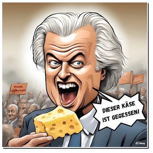 Cartoon: Wilders fauler Käse (medium) by A Human tagged wilders,niederlande,käse,pvv,streit,migration,koalition,neuwahlen,geert,populist,wahlen,wilders,niederlande,käse,pvv,streit,migration,koalition,neuwahlen,geert,populist,wahlen