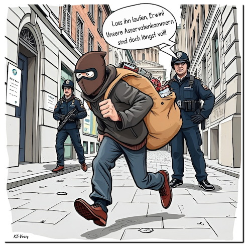 Cartoon: Bloß keine Beute machen (medium) by A Human tagged berlin,polizei,kriminaltität,razzien,asservate,asservatenkammer,moabit,gericht,kriminalgericht,waffen,beute,beweisstücke,berlin,polizei,kriminaltität,razzien,asservate,asservatenkammer,moabit,gericht,kriminalgericht,waffen,beute,beweisstücke