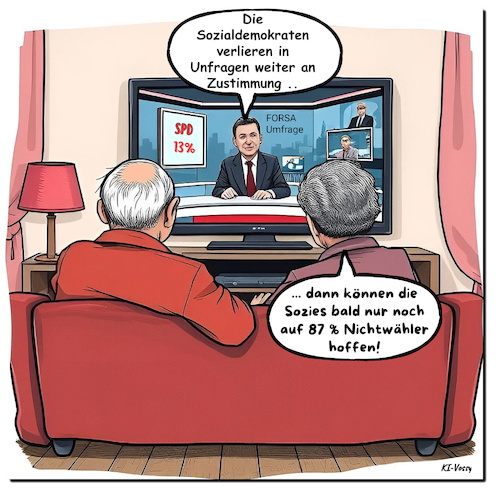 Cartoon: Prozentrechnung (medium) by A Human tagged merz,cdu,umfragen,forsa,rtl,ntv,spd,klingbeil,stromsteuer,wahlen,prozentrechnung,merz,cdu,umfragen,forsa,rtl,ntv,spd,klingbeil,stromsteuer,wahlen,prozentrechnung