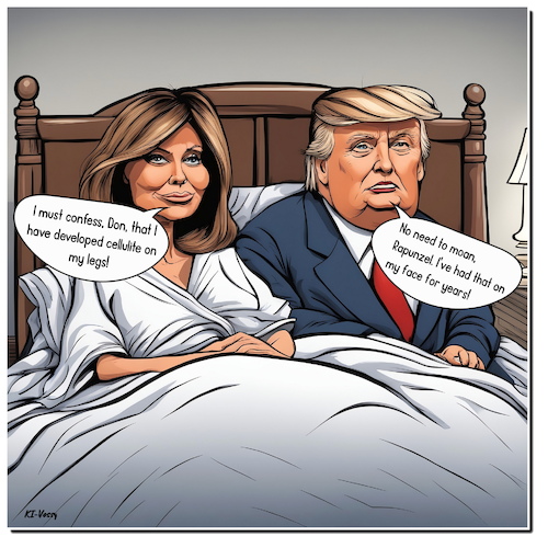 Cartoon: Scene from a marriage (medium) by A Human tagged trump,usa,melania,rapunzel,marriage,bergman,film,filmdrama,donald,confessions,trump,usa,melania,rapunzel,marriage,bergman,film,filmdrama,donald