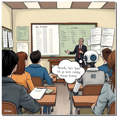 Cartoon: Wissbegierig (medium) by A Human tagged ki,schule,lehrer,lehrkräfte,lehrerinnen,schüler,schülerinnen,schulpreis,sekundarschulen,ai,künstliche,intelligenz,schulen,lehrerschaft,robot,robots,roboter,ki,schule,lehrer,lehrkräfte,lehrerinnen,schüler,schülerinnen,schulpreis,sekundarschulen,ai,künstliche,intelligenz,schulen,lehrerschaft