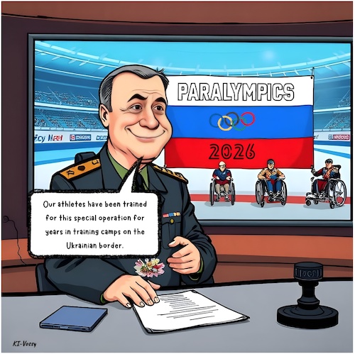 Russia today (medium) Cartoon: Russia today (medium) by A Human tagged russland,belarus,paralympics,ipc,sport,sportlern,winterspiele,olympia,olympiade,winterolympiade,italien,nationen,flagge,sanktionen,krieg,ukraine,länder,sanktion,russia,italy,games,olympic,russland,belarus,paralympics,ipc,sport,sportlern,winterspiele,olympia,olympiade,winterolympiade,italien,nationen,flagge,sanktionen,krieg,ukraine,länder,sanktion,russia,italy,games,olympic