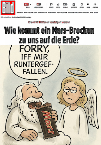Cartoon: Bild fragt (medium) by ArtyFicial tagged bild,gott,mars,brocken