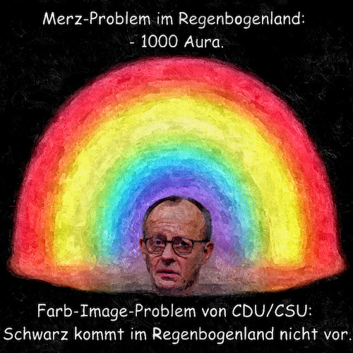 Cartoon: CDU-Probleme (medium) by ArtyFicial tagged friedrich,merz,cdu,csu,regenbogen,regenbogenland,aura,image,schwarz