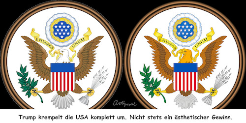 Cartoon: Die Zeiten ändern sich (medium) by ArtyFicial tagged trump,usa,änderungen,massiv,eagle,adler,great,seal