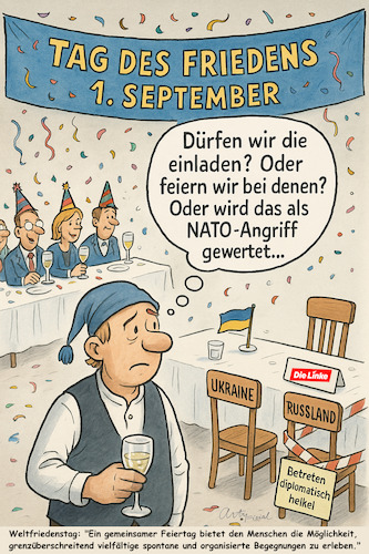 Cartoon: EU EU EU (medium) by ArtyFicial tagged frieden,feiertag,weltfriedenstag,linke,reichinnek,eu,europa,europäische,union,ukraine,russland