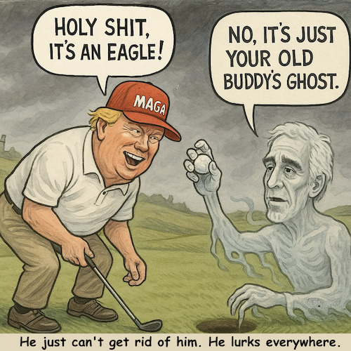 Cartoon: Even worse than Nessie (medium) by ArtyFicial tagged usa,trump,epstein,deep,state,child,children,abuse,sexual,trafficer,rape