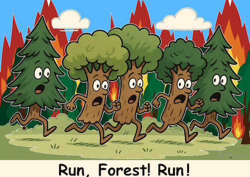 Cartoon: Forest fire season (medium) by ArtyFicial tagged forest,fire,season,forrest,gump