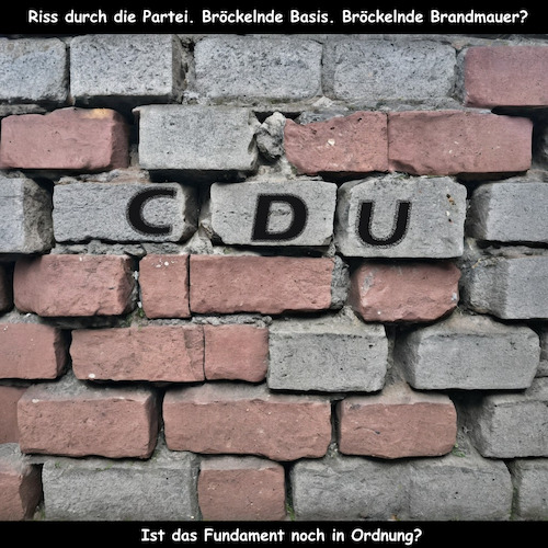 Cartoon: Status der CDU (medium) by ArtyFicial tagged status,cdu,fundament,basis,brandmauer,riss,partei