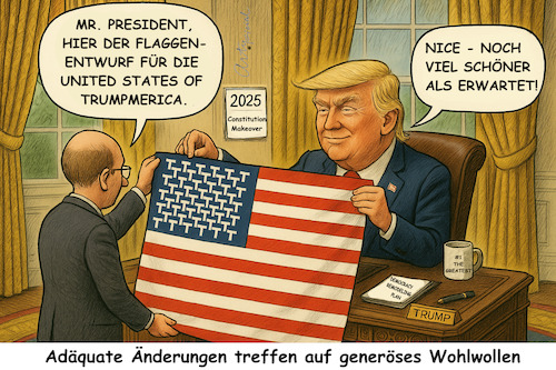 Cartoon: United States of Trumpmerica (medium) by ArtyFicial tagged umbenennung,usa,america,trumpmerica,dikatoren,autokraten,selbstherrlichkeit,hybris